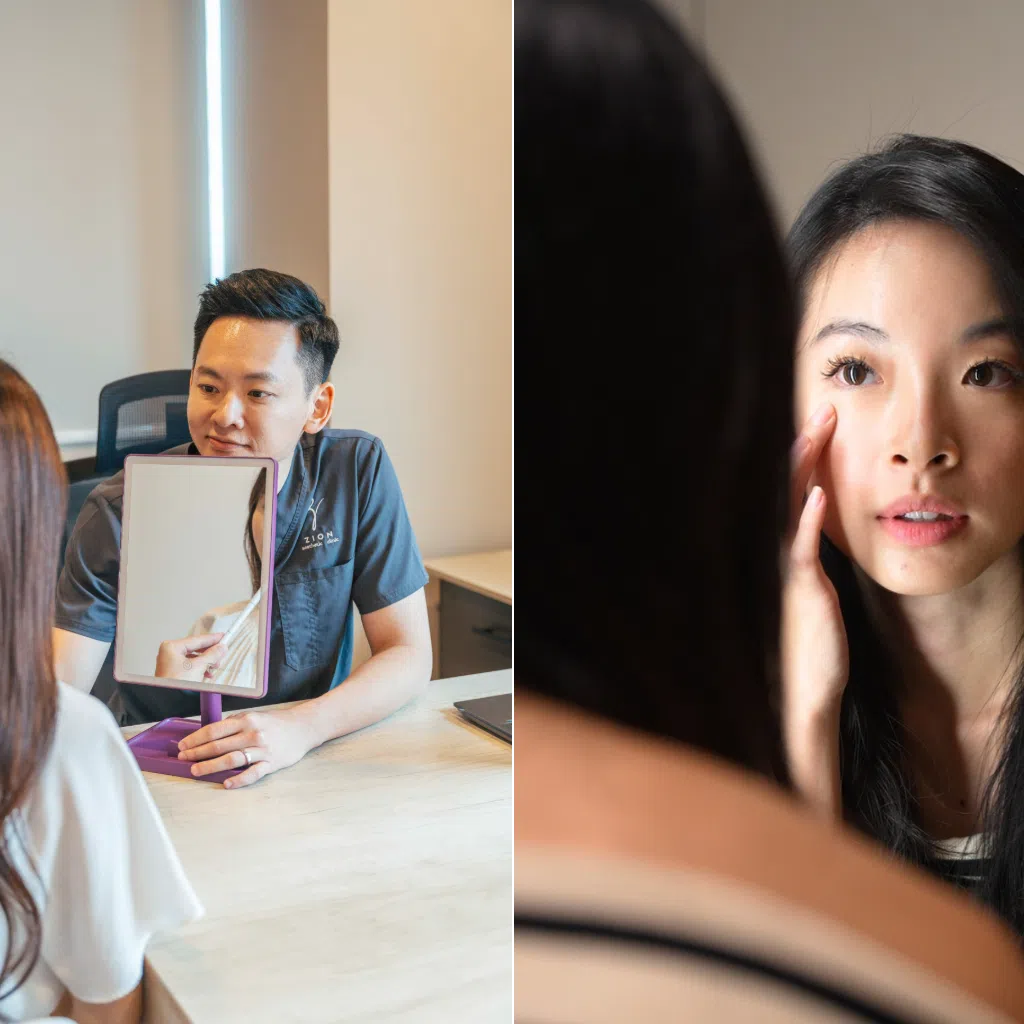 At Zion Aesthetic Clinic, Dr Ng Hong Yi (pictured, left) uses a multi-layered approach to help patients achieve natural, balanced looking contours. 
