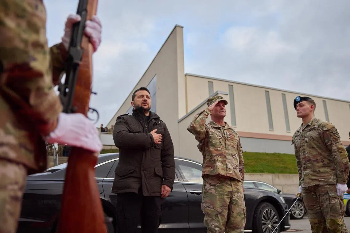 Ukrainian President Volodymyr Zelensky arrives in Germany on an unannounced visit, in a photo posted to his X account.  