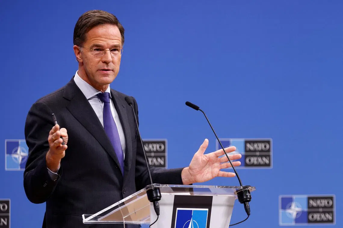 NATO Secretary General Mark Rutte holds a press conference, at the alliance's headquarters in Brussels, Belgium December 4, 2024. REUTERS/Johanna Geron