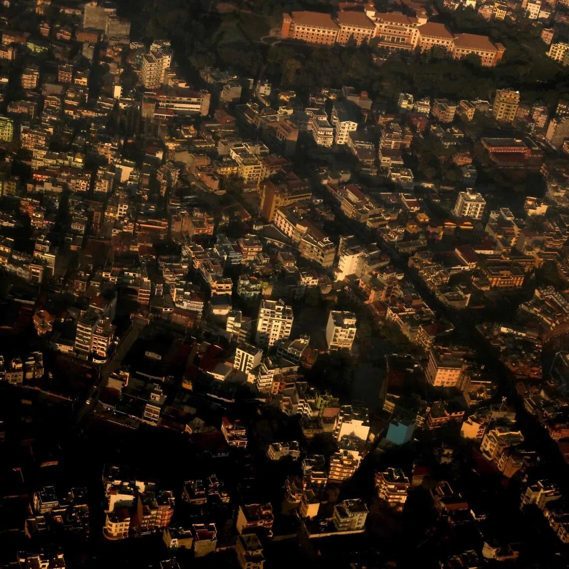 An aerial view of Kathmandu valley is pictured from an aircraft, in Kathmandu, on Dec 12. 