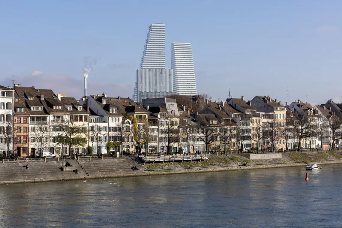FILE PHOTO: The Rhine River is seen in Basel, Switzerland, December 6, 2022. REUTERS/Denis Balibouse/File Photo