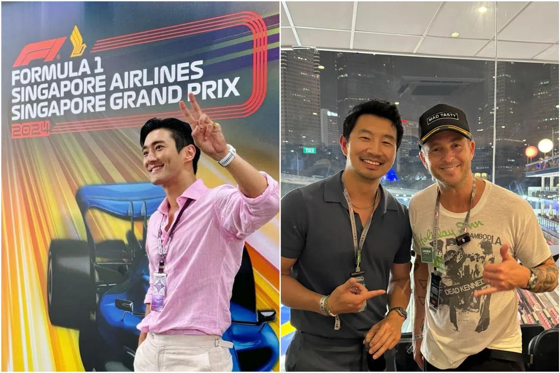 (From left) South Korean singer-actor Choi Si-won, Canadian actor Simu Liu and OneRepublic singer-songwriter Ryan Tedder at the Singapore Grand Prix.