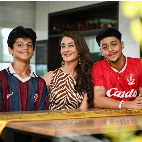 (Clockwise from left) Harminder Rajan and her two sons, former Singapore Idol contestant and mother of four, Maia Lee, with her son and daughter, Myra Queman, and Wahyu Rahman.
