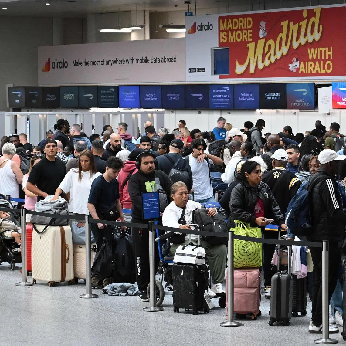Travellers continued to face chaos at airports across Britain for a second day, with nearly 300 flights scrapped on Sept 9 due to the glitch.