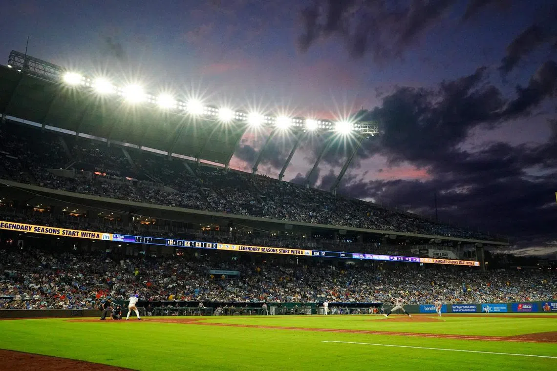 Jun 12, 2026; Kansas City, Missouri, USA; A general view of Kauffman Stadium. Mandatory Credit: Denny Medley-Imagn Images/File Photo
