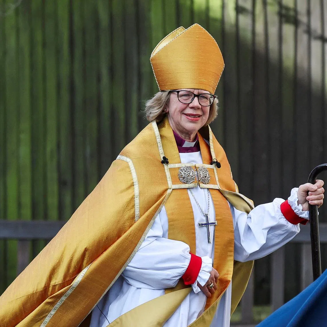 FILE PHOTO: Sarah Mullally arrives to attend the Installation Service for her as the 106th and first female Archbishop of Canterbury, at Canterbury Cathedral in Canterbury, Britain, March 25, 2026. REUTERS/Toby Melville/File Photo