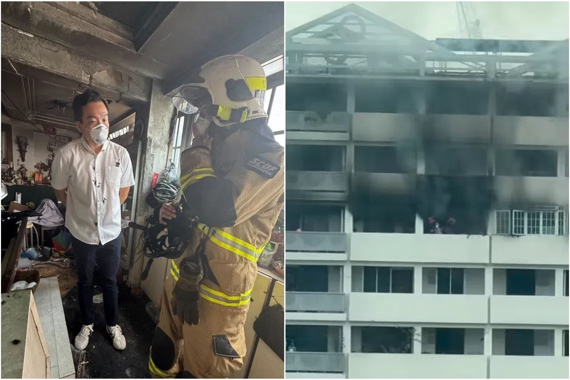 The Singapore Civil Defence Force said that it was alerted to the fire at Block 158 Mei Ling Street at about 12.30pm.