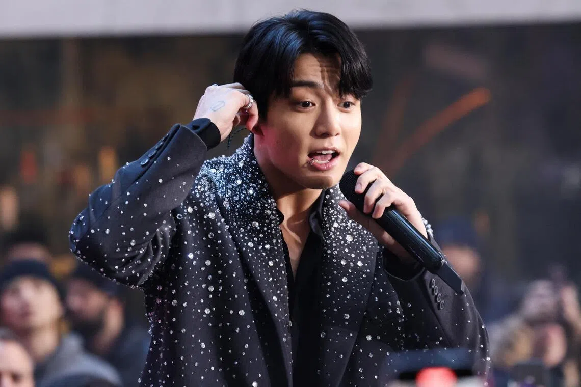Singer Jungkook of BTS performs on NBC’s ‘Today’ show at Rockefeller Center New York City, U.S., November 8, 2023.  REUTERS/Caitlin Ochs