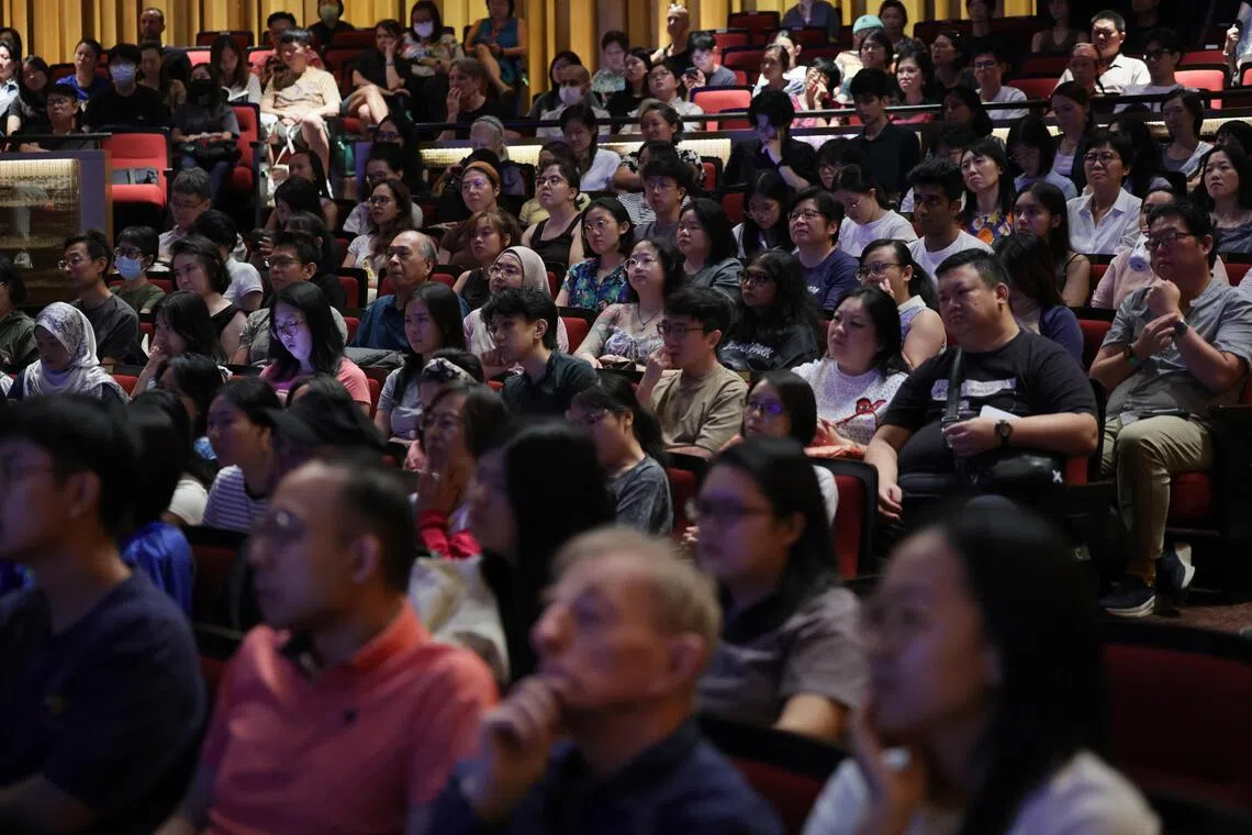 ST20251109_202556300550: Gin Tay/ shswf10/ Shawn Hoo/
Attendees at Singapore Writers Festival- Tomorrow's Architects: A Sci-fi Conversation Between Friends held at Victoria Theatre on Nov 9, 2025.