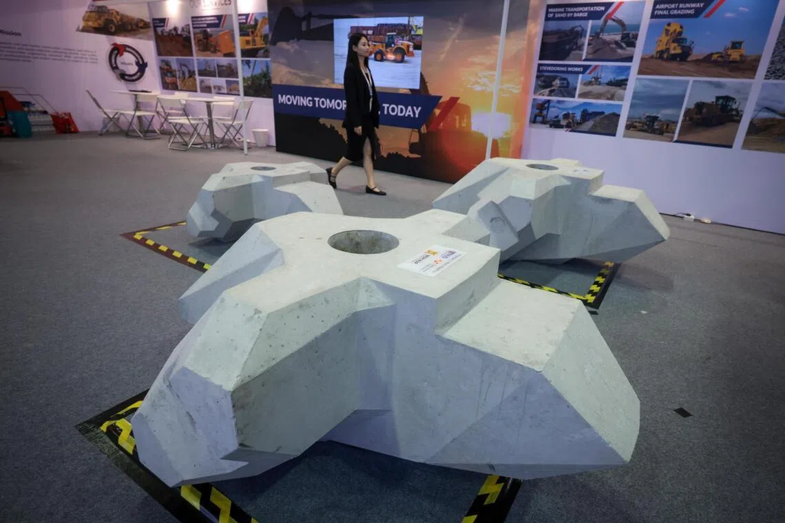 XblocPlus blocks at a booth at Singapore International Water Week on June 16.
