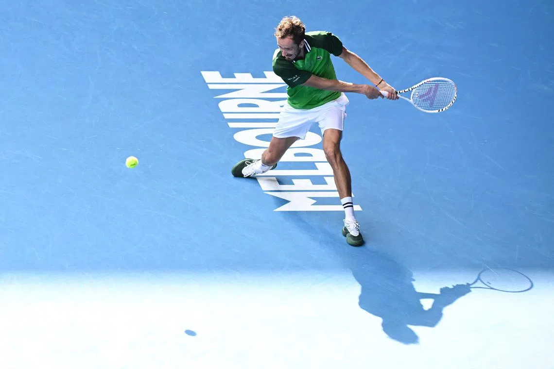 Daniil Medvedev of Russia during his Australian Open quarter-final match against Poland's Hubert Hurkacz.