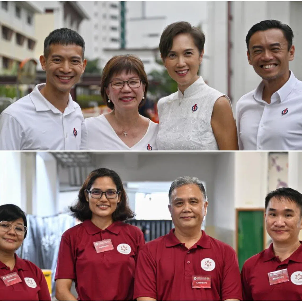 The incumbent PAP team (top) will go head-to-head with the PAR (bottom), an opposition coalition, in a battle for Jalan Besar GRC.