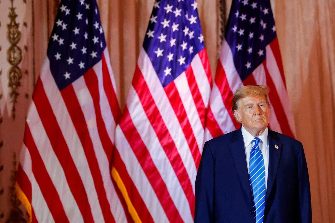 FILE PHOTO: Republican presidential candidate and former U.S. President Donald Trump attends a watch party event to mark the Super Tuesday primary elections at his Mar-a-Lago property, in Palm Beach, Florida, U.S. March 5, 2024. REUTERS/Marco Bello/File Photo
