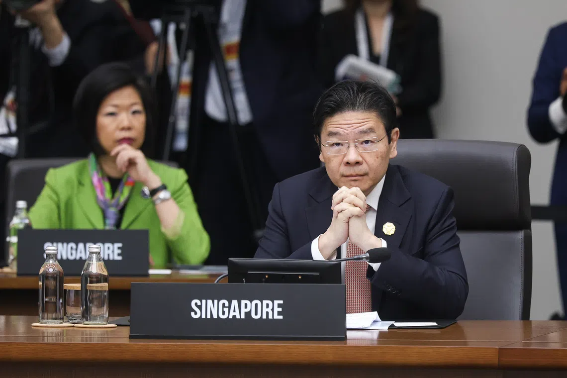 Prime Minister Lawrence Wong at a session of the Apec Economic Leaders’ Meeting in Gyeongju, South Korea, on Oct 31.