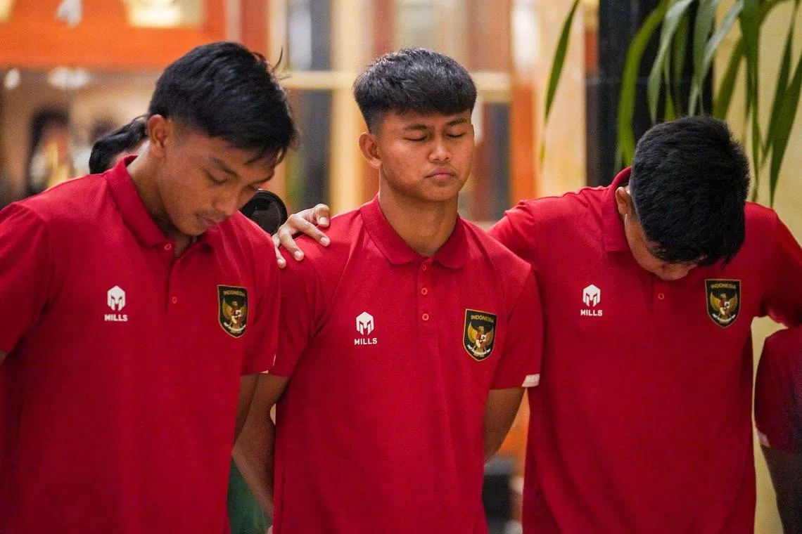 Indonesia's Under-20 team reacting after Fifa announced the relocation of the 2023 Under-20 World Cup football tournament from the nation to Argentina because of opposition to Israel’s participation.