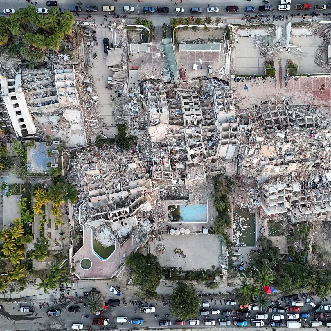 Buildings destroyed by earthquakes in La Guaira, Venezuela.