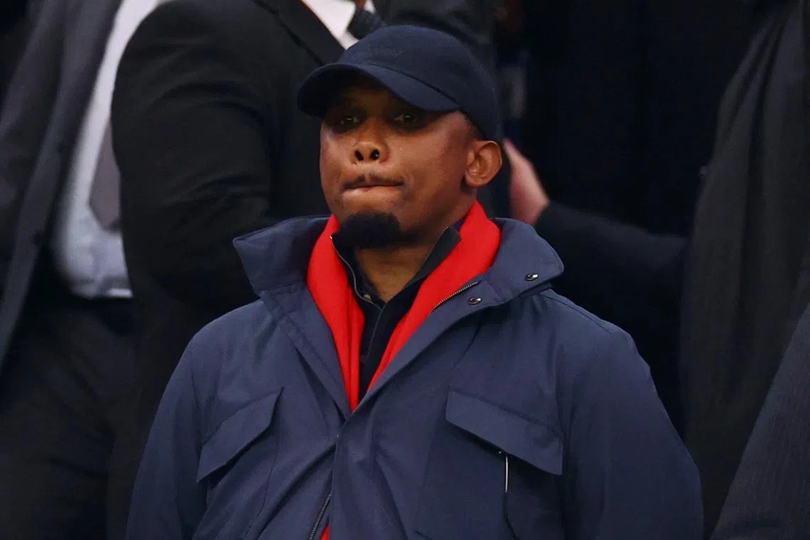 Soccer Football - CAF Africa Cup of Nations - Morocco 2025 - Quarter Final - Morocco v Cameroon - Prince Moulay Abdellah Stadium, Rabat, Morocco - January 9, 2026 Cameroonian Football Federation president and former player Samuel Eto'o in the stands REUTERS/Siphiwe Sibeko