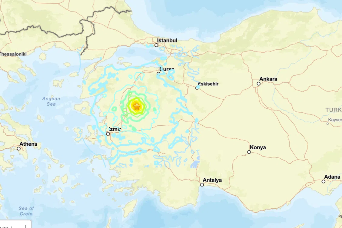 A 6.1-magnitude earthquake struck the western Turkish town of Sindirgi late on Oct 27.