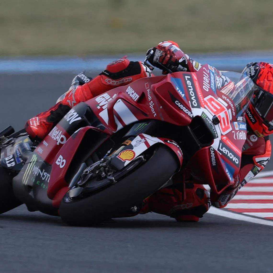 MotoGP - Hungarian Grand Prix - Balaton Park Circuit, Balatonfokajart, Hungary - June 7, 2026 Ducati Lenovo Team's Marc Marquez in action during the MotoGP race REUTERS/Bernadett Szabo