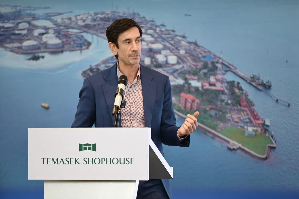 Aether Fuels founder and chief executive Conor Madigan speaking at the signing ceremony for the Project Beacon facility, which will be located on Pulau Bukom.