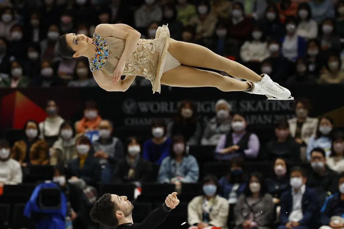 Figure Skating - World Figure Skating Championships - Saitama Super Arena, Saitama, Japan - March 23, 2023 Canada's Deanna Stellato-Dudek and Maxime Deschamps perform during the pairs free skating REUTERS/Kim Kyung-Hoon/File Photo
