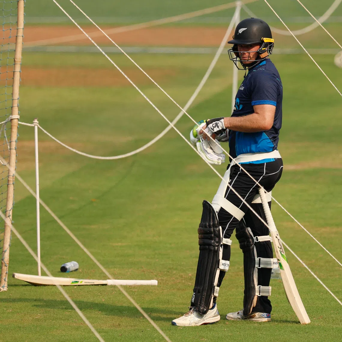 Cricket - ICC Cricket World Cup 2023 - Semi-Final - New Zealand Practice - Wankhede Stadium, Mumbai, India - November 14, 2023 New Zealand's Tom Latham during practice REUTERS/Adnan Abidi