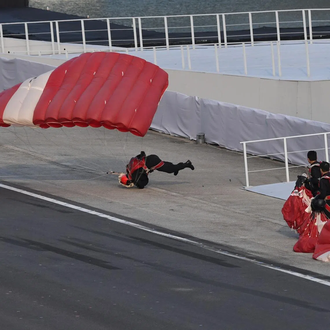 Red Lions parachutist Jeffrey Heng was injured after making a rough landing at the National Day Parade in 2022.