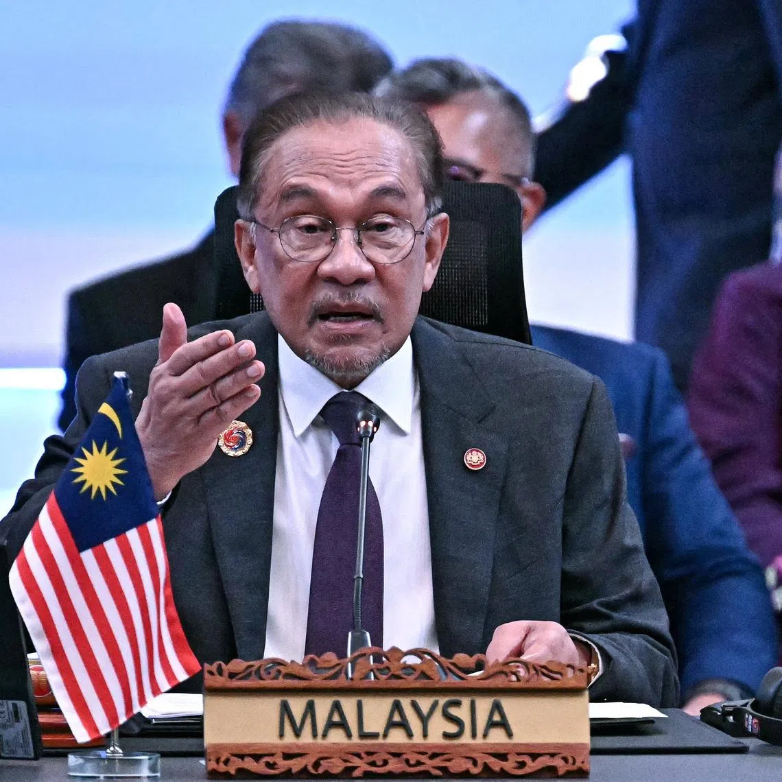 Malaysia's Prime Minister Anwar Ibrahim speaks as he attends the ASEAN – New Zealand Commemorative Summit during the 47th Association of Southeast Asian Nations (ASEAN) Summit in Kuala Lumpur, Malaysia, on October 28, 2025.     LILLIAN SUWANRUMPHA/Pool via REUTERS