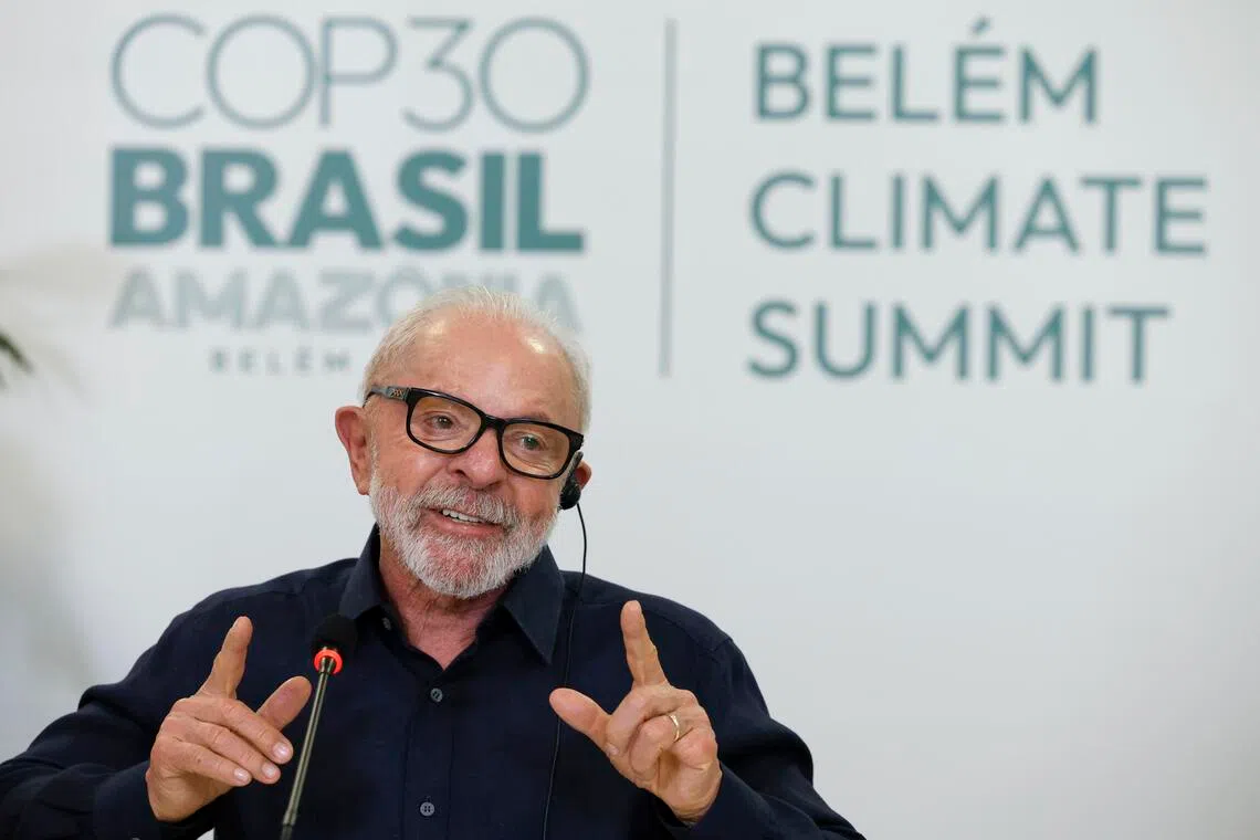 Brazilian President Luiz Inacio Lula da Silva speaks during an interview ahead of the COP30 Climate Summit in Belem, on Nov 4, 2025. PHOTO: EPA
