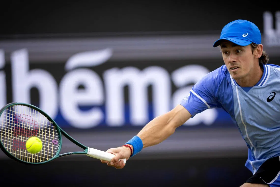 Australia's Alex de Minaur in action against Ugo Humbert of France.