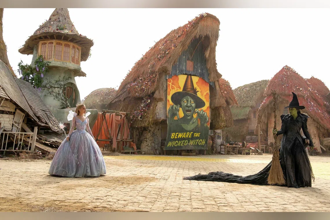 Ariana Grande (left) is Glinda and Cynthia Erivo is Elphaba in Wicked: For Good.