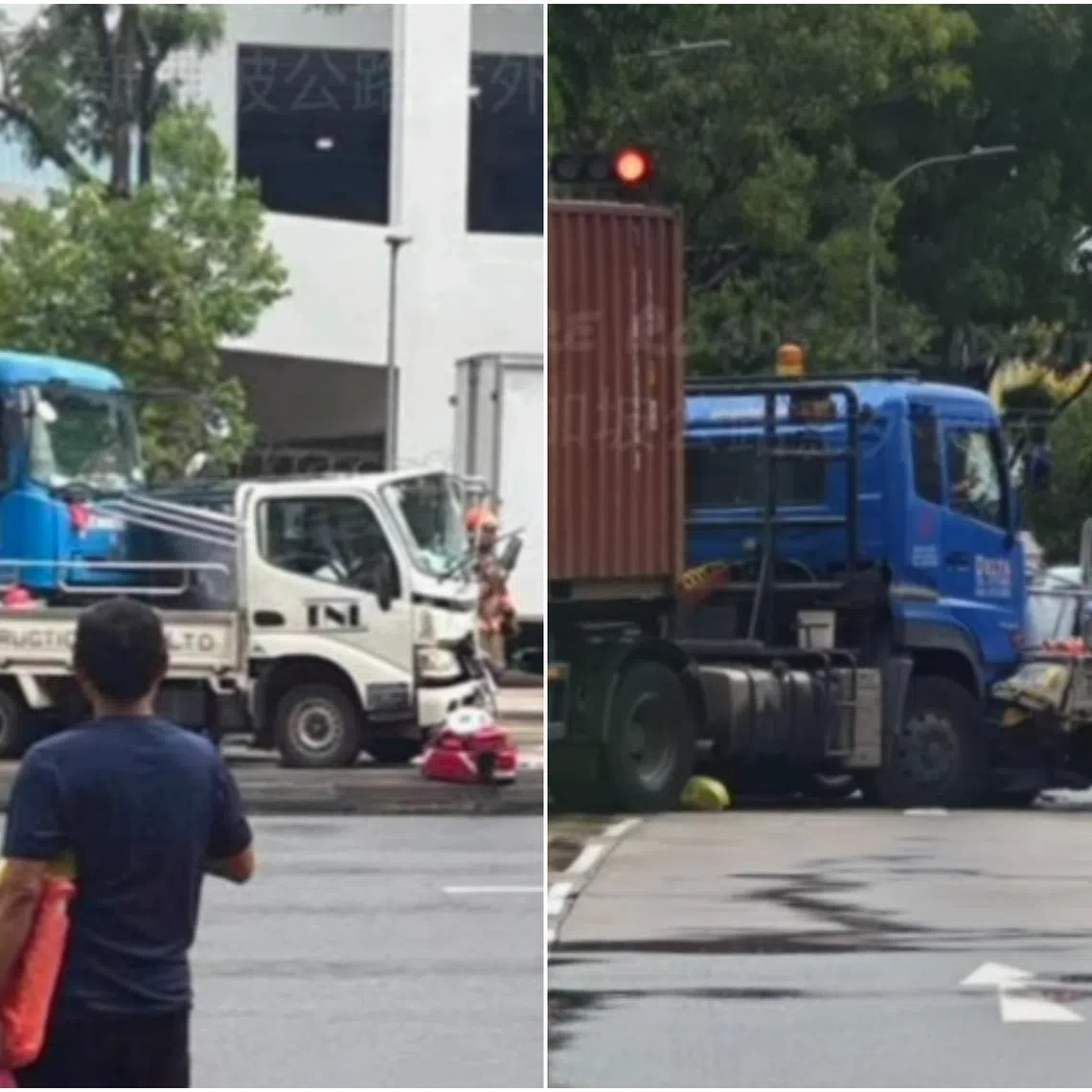 The accident involved three lorries, one van and one trailer, added the police. 