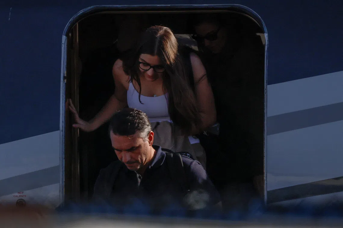 Brazilian Senator Flavio Bolsonaro disembarks from a plane after arriving at Opa-locka Executive Airport near Miami, Florida, US, October 28, 2026. REUTERS/Eva Marie Uzcategui     TPX IMAGES OF THE DAY