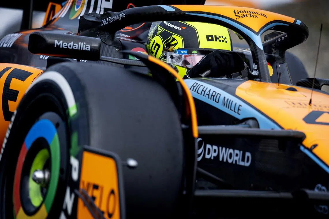 British driver Lando Norris in action for McLaren during the second practice session.