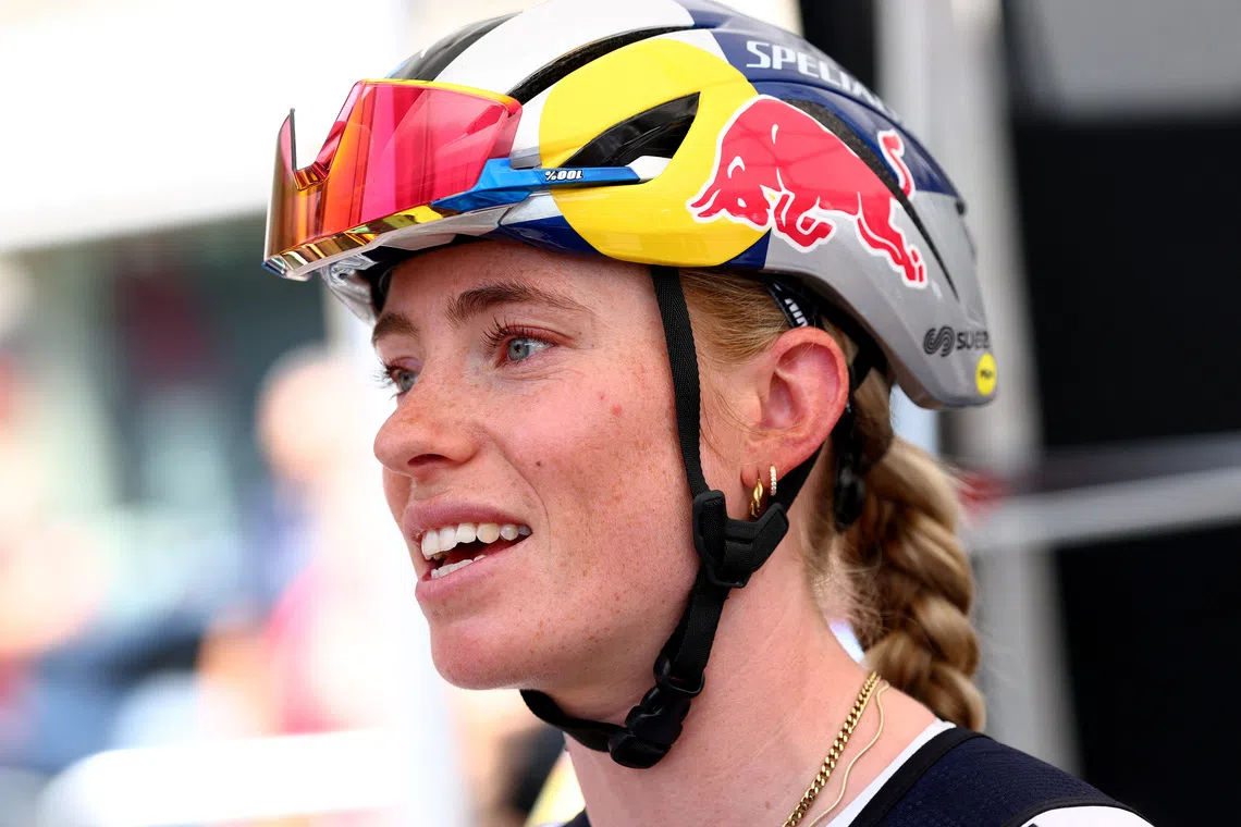 Cycling - Tour de France Femmes - Stage 2 - Aigle to Geneva - Aigle, Switzerland - August 2, 2026 FDJ United-Suez's Demi Vollering ahead of stage 2 REUTERS/Denis Balibouse
