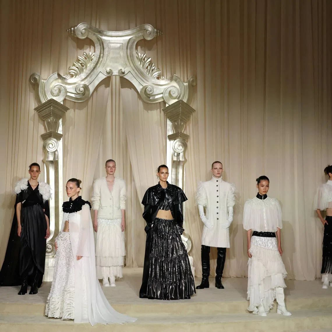 Models present creations by the creative studio of fashion house Chanel as part of their Haute Couture Fall/Winter 2025-2026 collection show in Paris, France, July 8, 2025. REUTERS/Manon Cruz