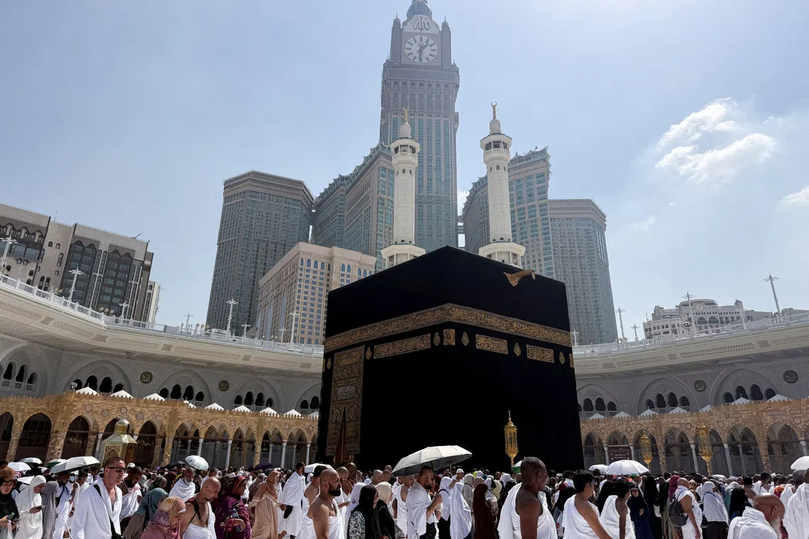 Muslim pilgrims perform Umrah at the Grand Mosque in the holy city of Mecca, Saudi Arabia, on Oct 13, 2026.