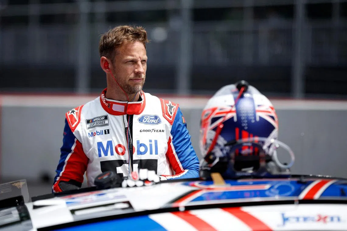 Jenson Button preparing to practice for the Nascar Cup Series Grant Park 220 at the Chicago Street Course on July 1.