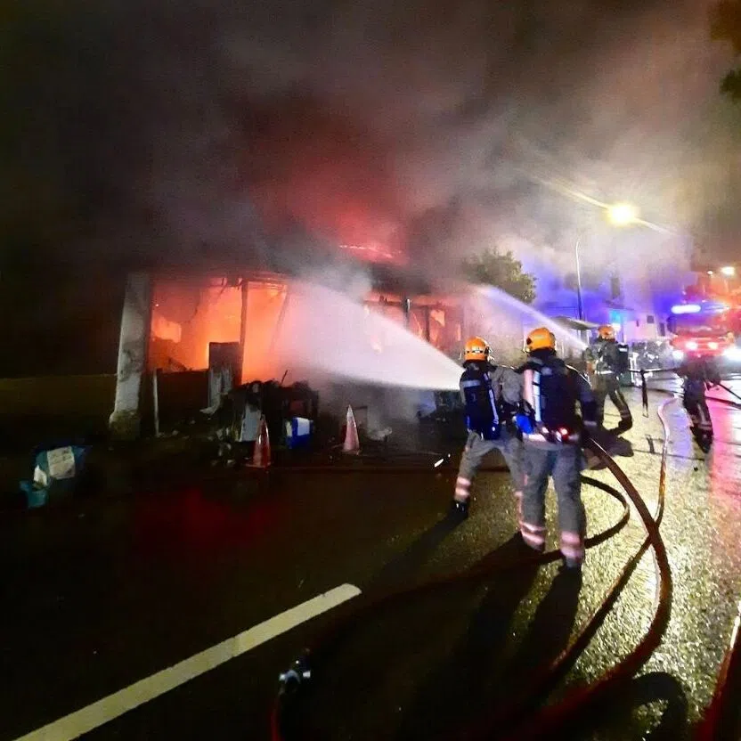 A total of seven water jets were deployed at the height of the operation at Chiku Road, said SCDF.