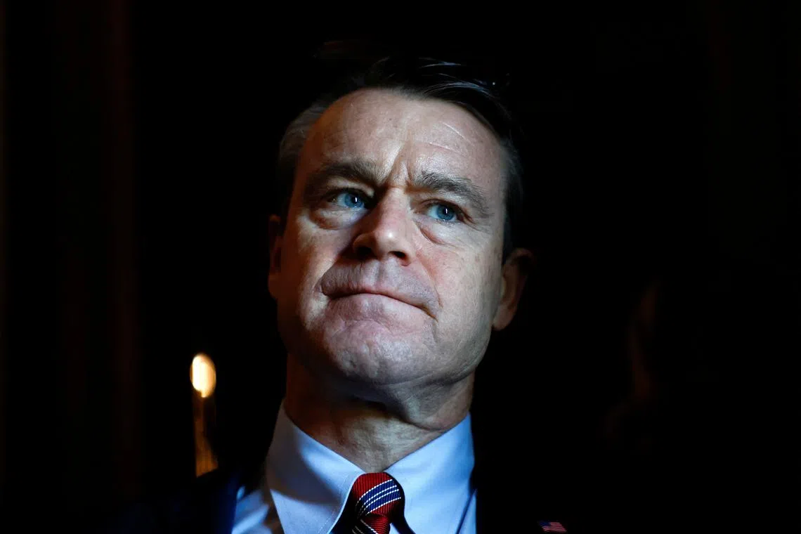 U.S. Senator Todd Young (R-IN) speaks with reporters before the weekly Republican policy luncheon at the U.S. Capitol in Washington, U.S., September 19, 2023. REUTERS/Evelyn Hockstein/File Photo
