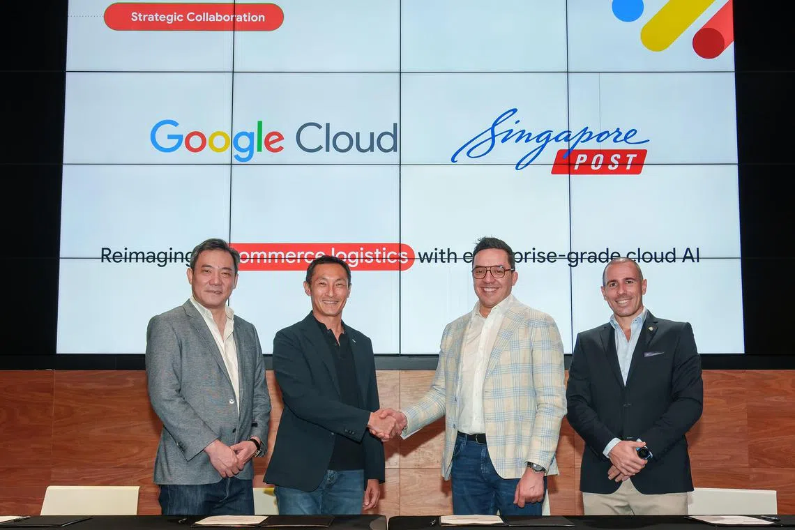 ctcloud12 - From left: Noel Singgih, SingPost group CIO; Vincent Phang SingPost group CEO; Mark Micallef, Google Cloud Southeast Asia MD; Axel Bader, Google Cloud Singapore enterprise team lead

credit SingPost