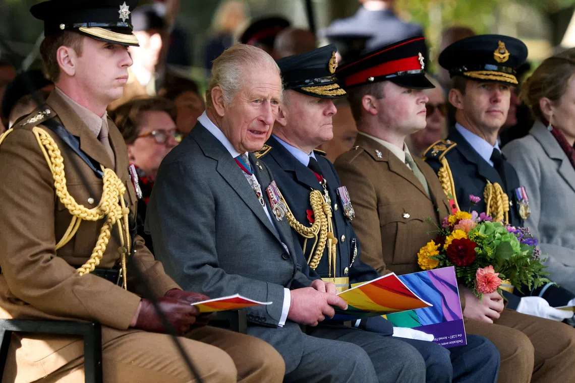 Britain’s King Charles attends the LGBTQ+ Armed Forces Dedication Ceremony at the National Memorial Arboretum in Alrewas, Staffordshire, Britain October 27,  2025. REUTERS/Phil Noble/Pool