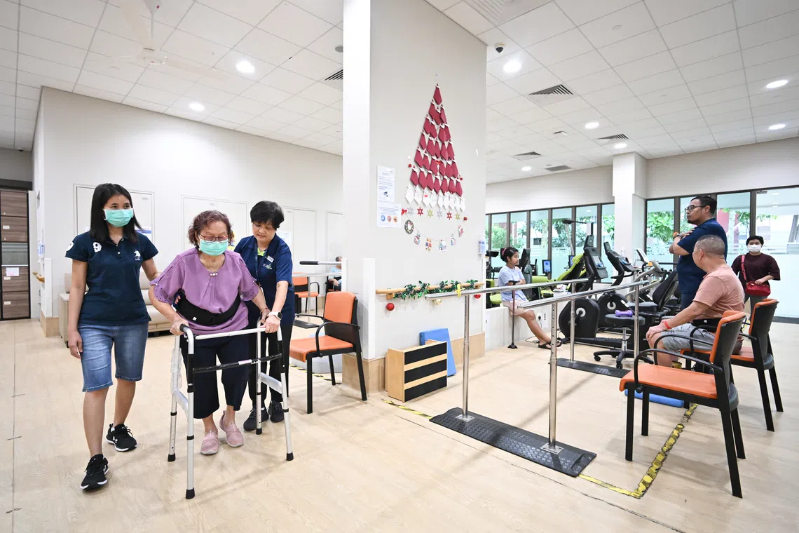 Elders doing exercises at in the SLEC Residence @ Ang Mo Kio on Dec 10.