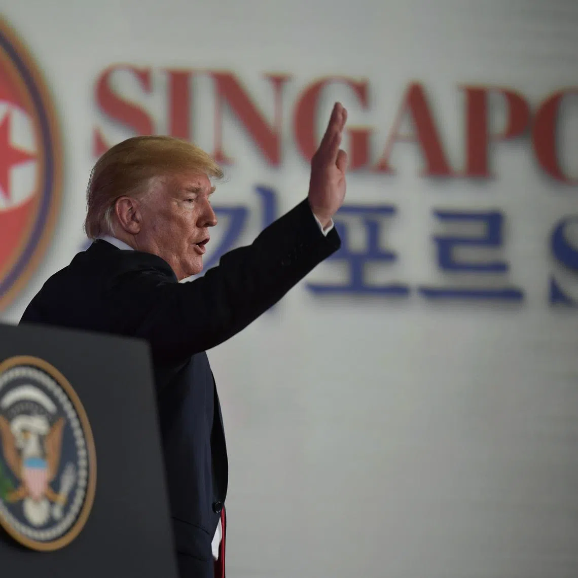 Then US President Donald Trump at a press conference in Singapore in 2018. He was here for a summit meeting with North Korean leader Kim Jong Un.