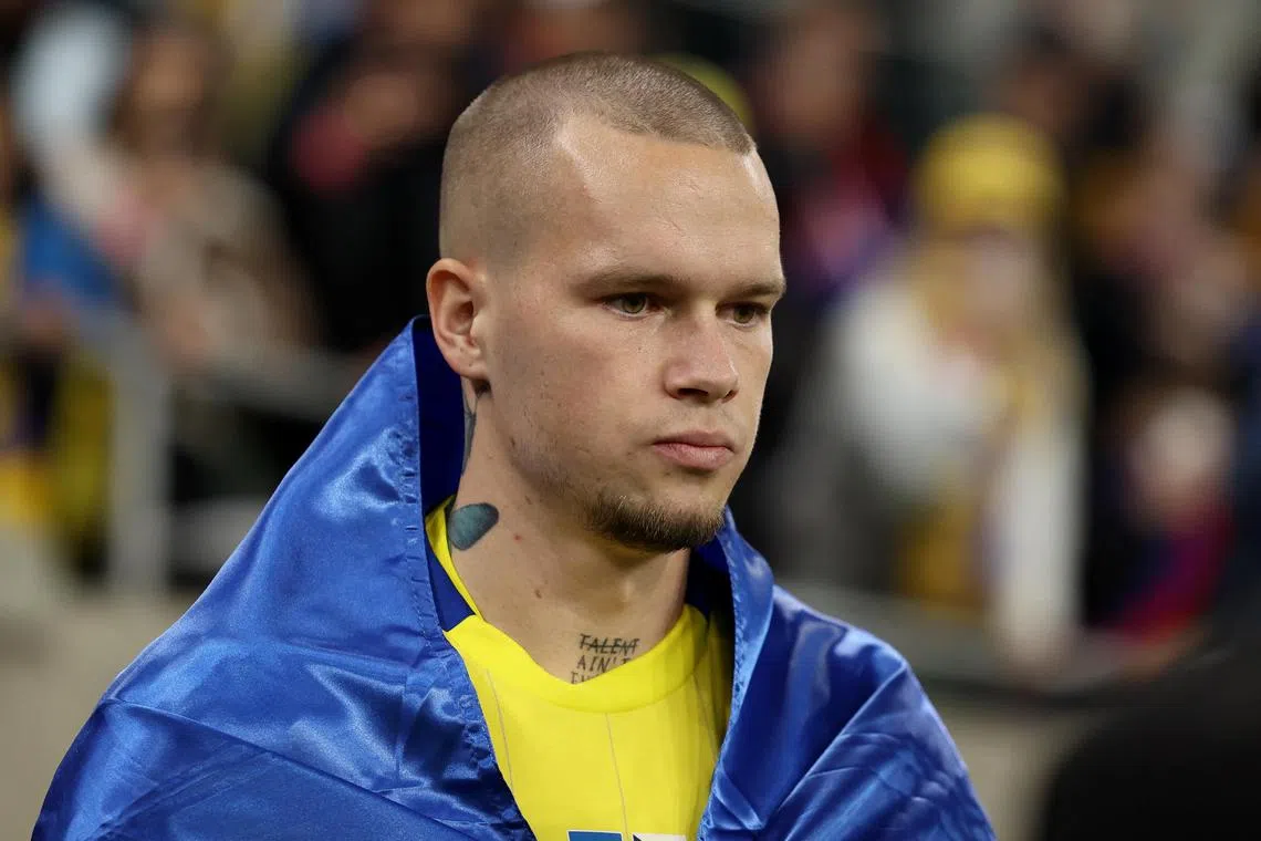 Soccer Football - UEFA Nations League - Group B1 - Ukraine v Czech Republic - Wroclaw Stadium, Wroclaw, Poland - October 14, 2024
Ukraine's Mykhailo Mudryk before the match REUTERS/Kacper Pempel