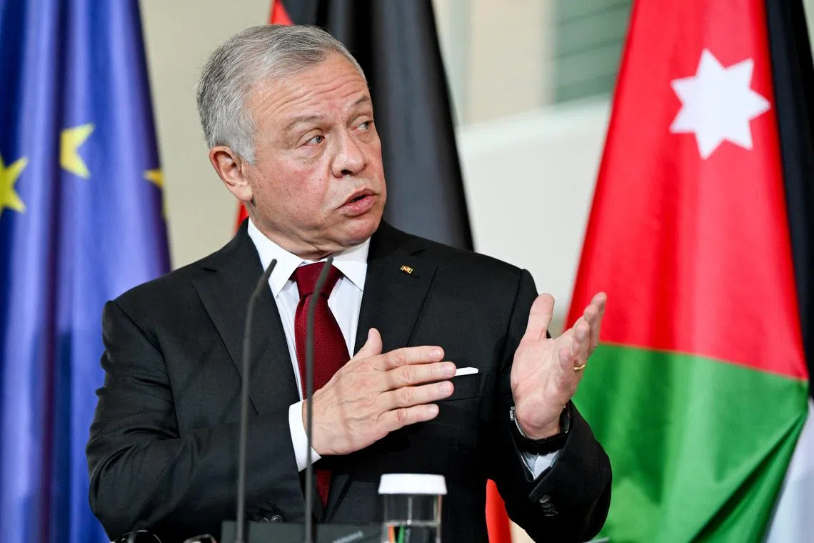 Jordan's King Abdullah II said the humanitarian situation must be dealt with inside Gaza and the West Bank. 