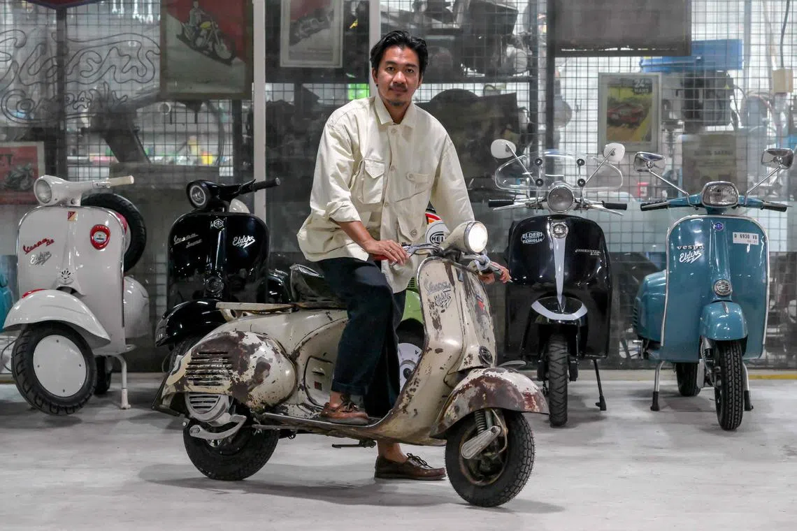 Mr Heret Frasthio, CEO of Elders, a business in Jakarta that has converted around 1,000 Vespas in Indonesia to run on electric power.