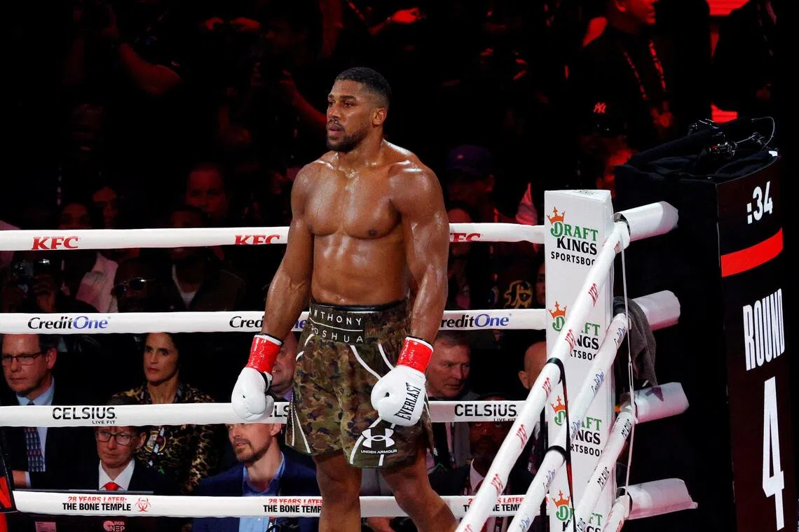 Anthony Joshua during his fight against Jake Paul on Dec 19.