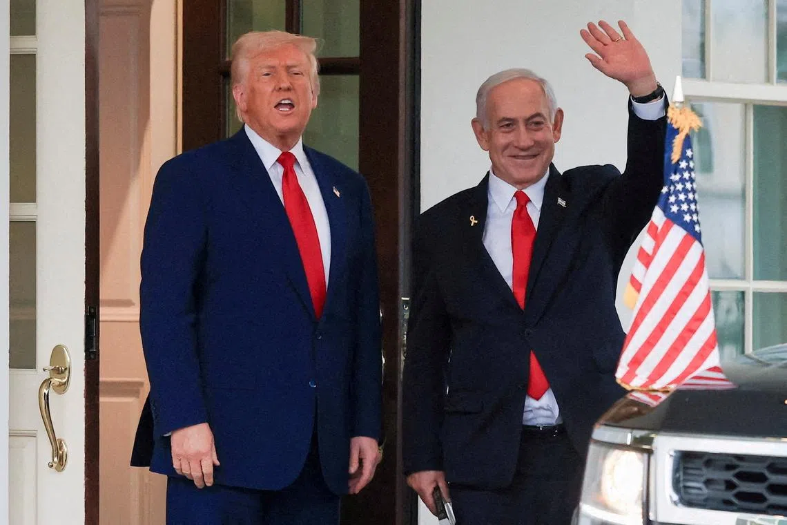 US President Donald Trump meeting Israeli Prime Minister Benjamin Netanyahu at the White House on April 7.