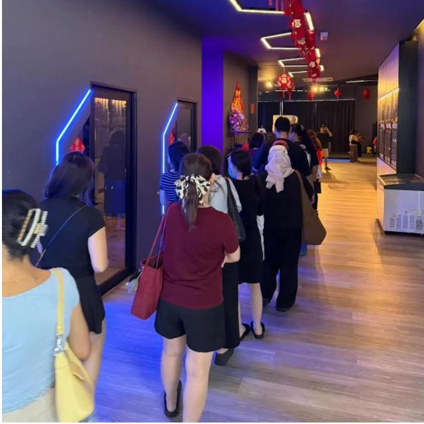 BTS fans filled cybercafes in Kuching (left) and Cheras (right) on June 3 as they try to secure tickets for K-pop group BTS’s upcoming concerts.